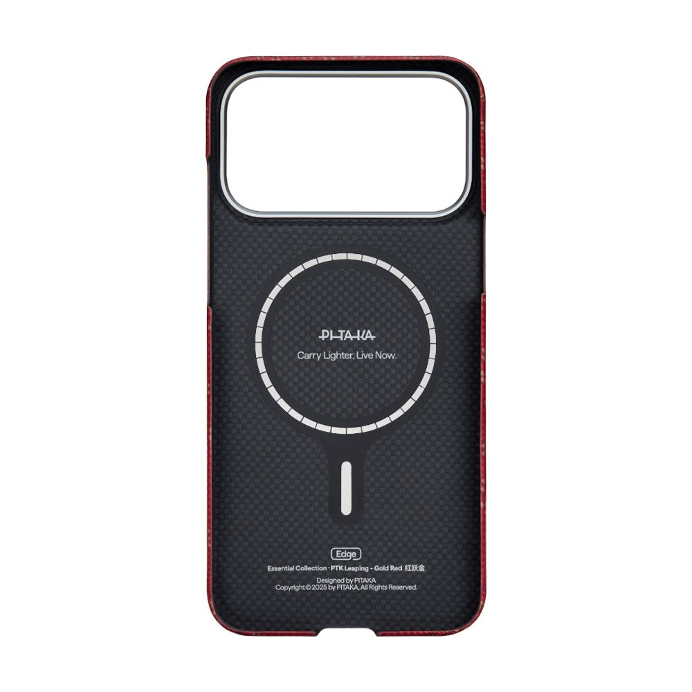 iPhone 17 Pro Max PITAKA Edge Monogram Case - MagSafe Compatible - Gold / Red