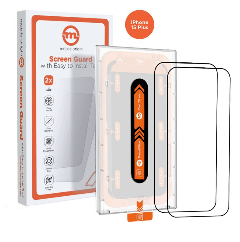 Mobile Origin Orange Screen Guard for iPhone 15 Plus, 2-Pack