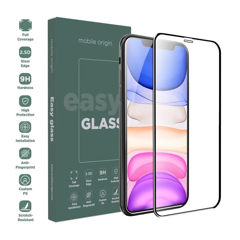 iPhone 11 / XR Mobile Origin EasyGlass Screen Protector - Transparent / Black Edge