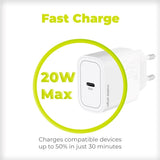 Mobile Origin PD (Power Delivery) 20W Wall Charger with USB-C - White