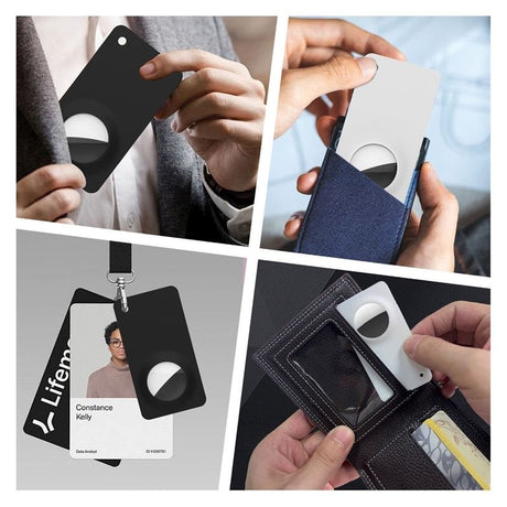 Mobile Origin AirTag Card with Hole for Lanyard - Black