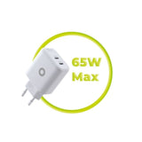Mobile Origin GaN 65W Wall Charger with 2 x USB-C - White
