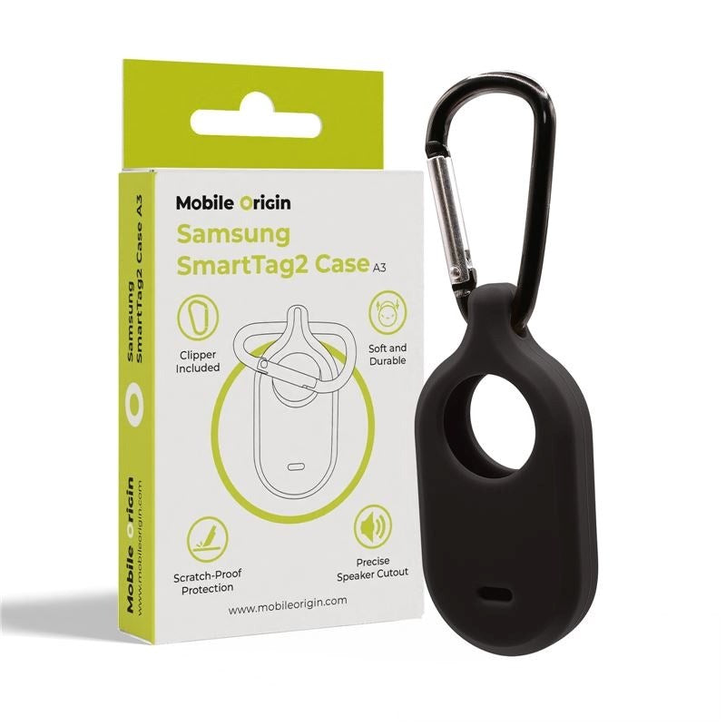 Mobile Origin Samsung Galaxy SmartTag2 Silicone Case with Carabiner - Black