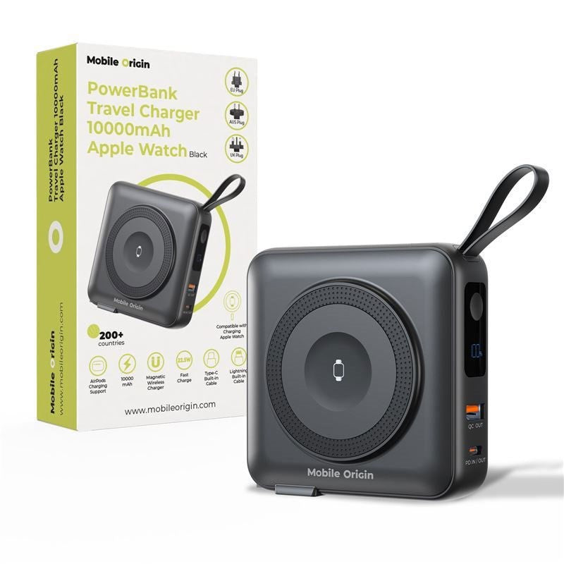 Mobile Origin PowerBank Travel Charger 10.000 mAh – MagSafe Compatible – Black