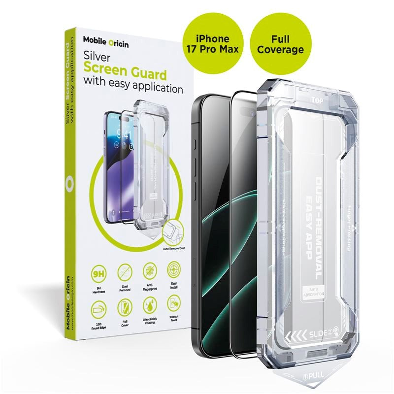 iPhone 17 Pro Max Mobile Origin Screen Guard Screen Protector Glass with Easy Applicator - Transparent