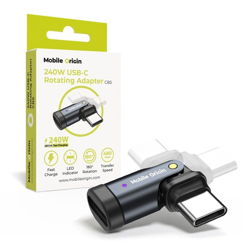 Mobile Origin 240W USB-C Rotating Adapter - Grey
