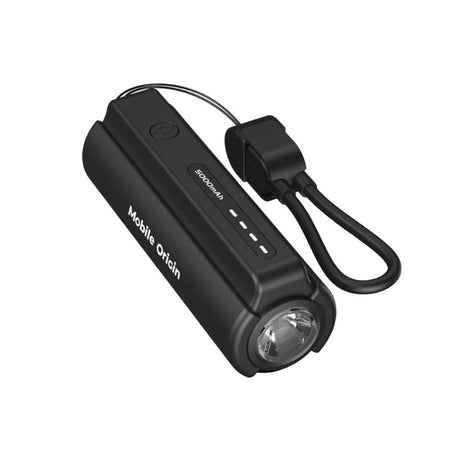 Mobile Origin 5000 mAh PowerBank with Flashlight & USB-C Cable - Black