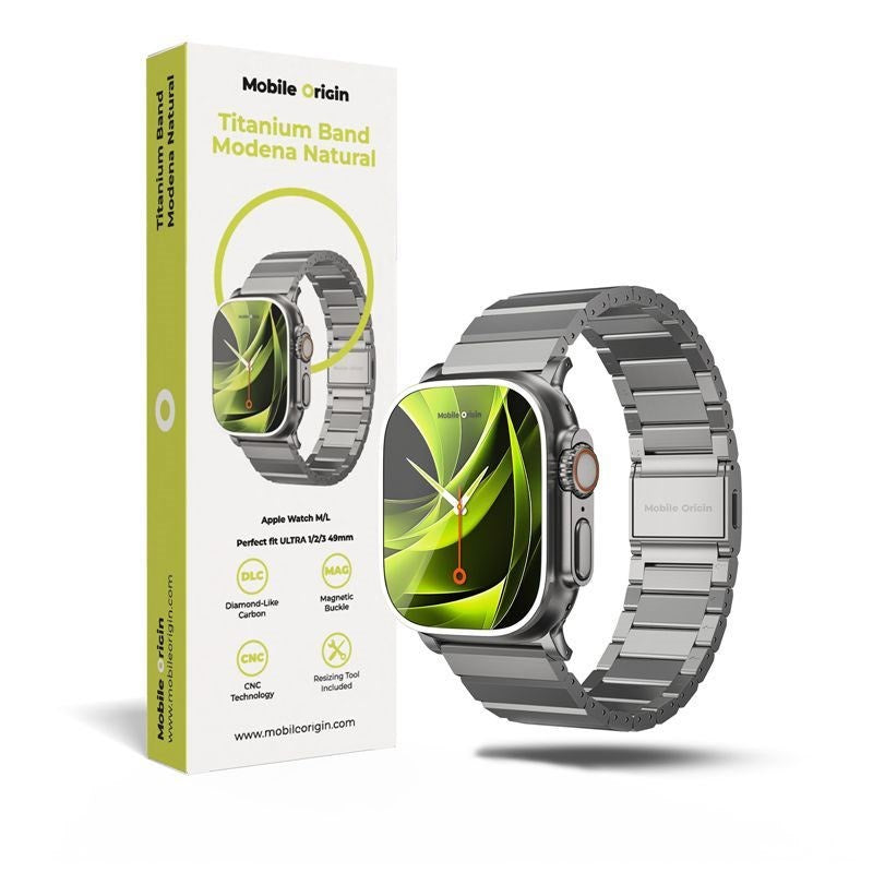 Apple Watch (42/44/SE/45/46/49mm) Mobile Origin Titanium Strap - Silver