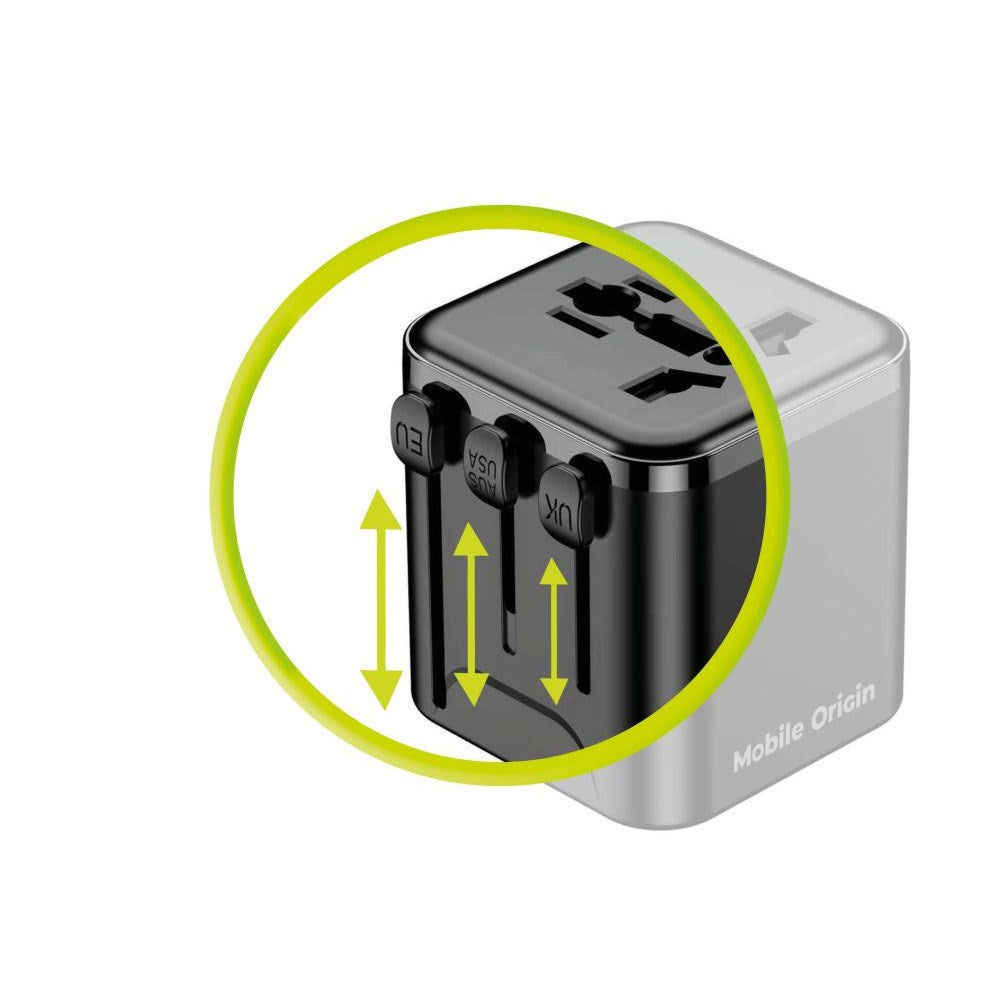 Mobile Origin 30W Universal Travel Adapter EU/UK/US/AUS - Black