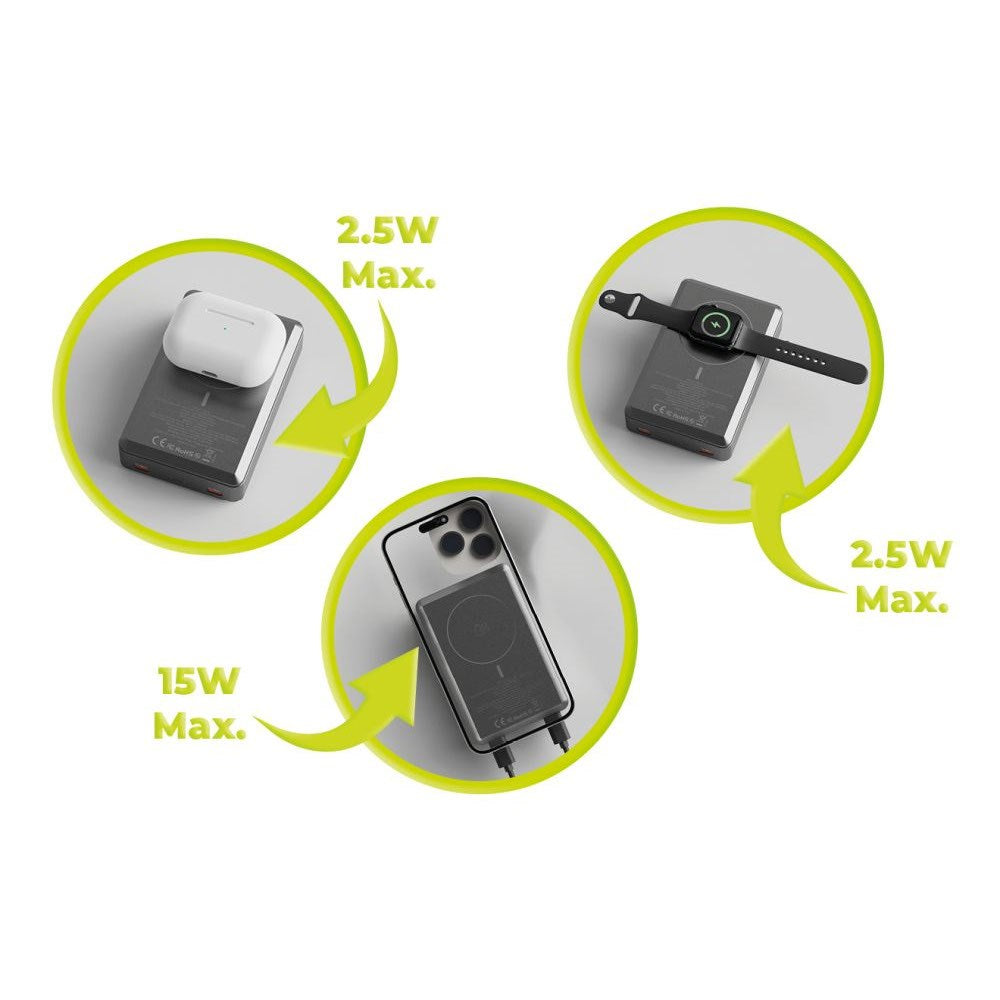 Mobile Origin 30W 20,000mAh Powerbank with USB-C & Wireless Charging - MagSafe Compatible - Gray