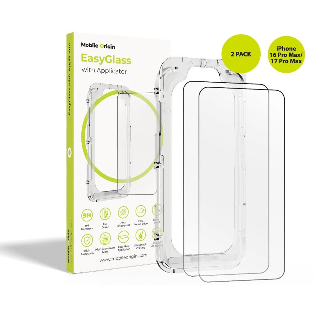 iPhone 17 Pro Max / 16 Pro Max Mobile Origin EasyGlass Screen Protector Glass - 2 pcs. - Transparent