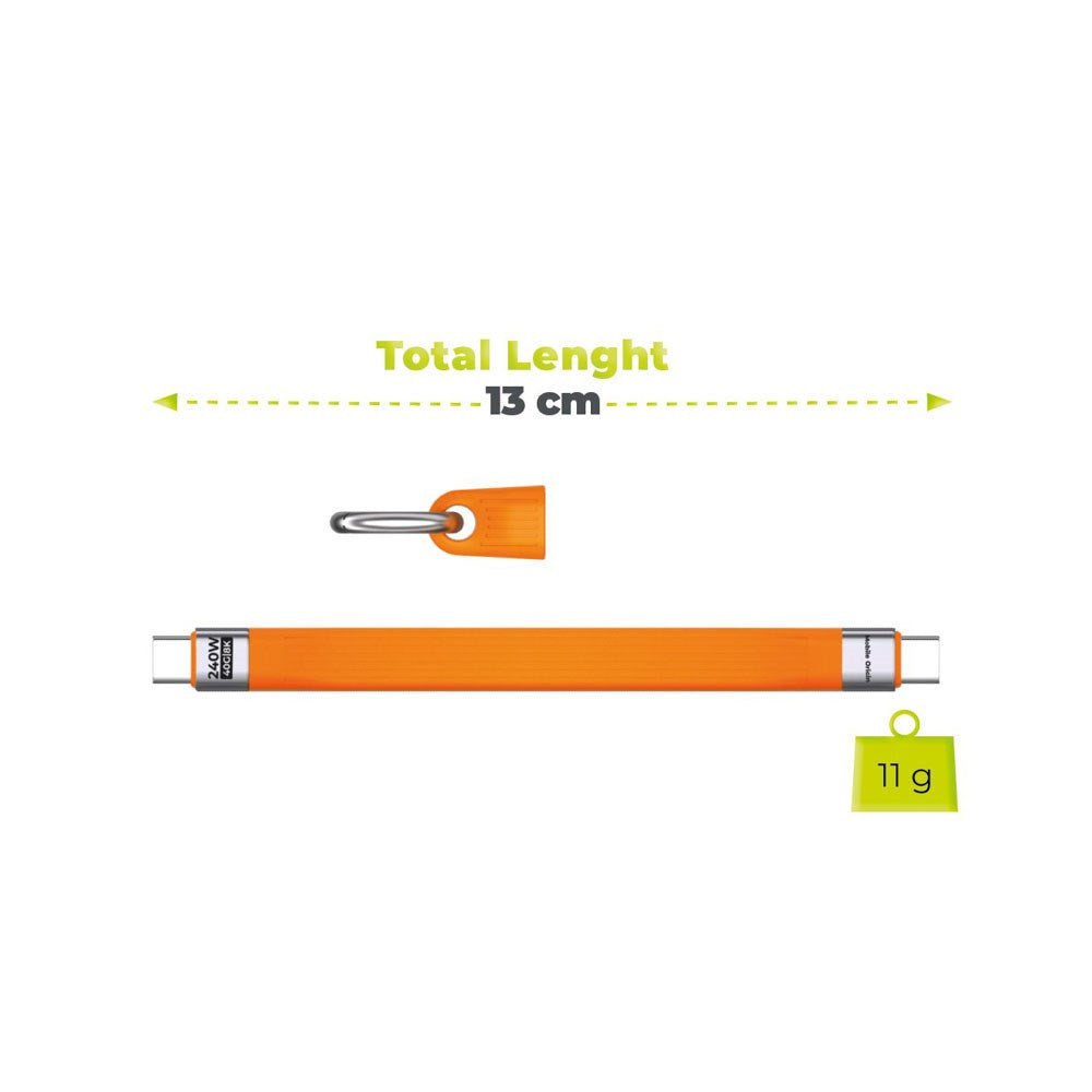 Mobile Origin 240W USB-C to USB-C Keychain Cable - 13cm - Orange