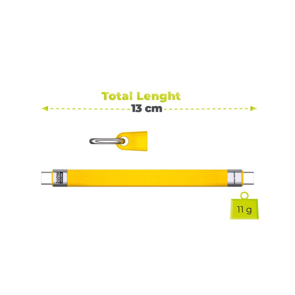 Mobile Origin 240W USB-C to USB-C Keychain Cable - 13cm - Yellow