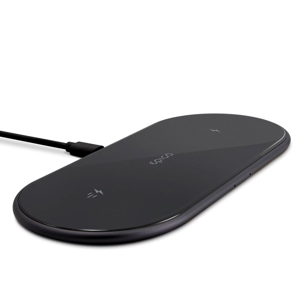 Epico Ultraslim Duo Wireless Charger 15W with 18W QC Wall Charger - Black