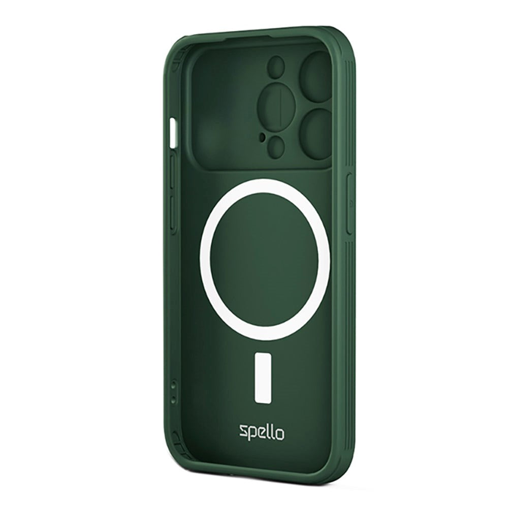 Spello iPhone 15 Pro Durable Magnetic Case w. Cam Slider - MagSafe Compatible - Green