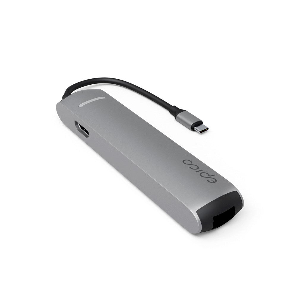 Epico 6-in-1 USB-C Adapter – Slim Design with 8K Resolution - Space Grey