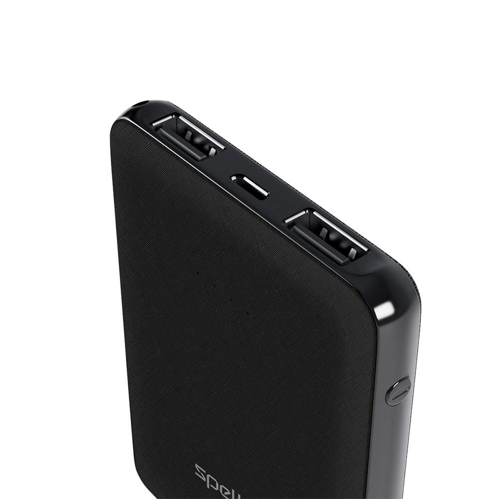 Spello Pocket Powerbank 10W with 2 x USB-A - 5,000 mAh - Black