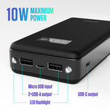 Spello Multi 10W Powerbank with 2 x USB-A & 1 x USB-C - 15.000 mAh - Black