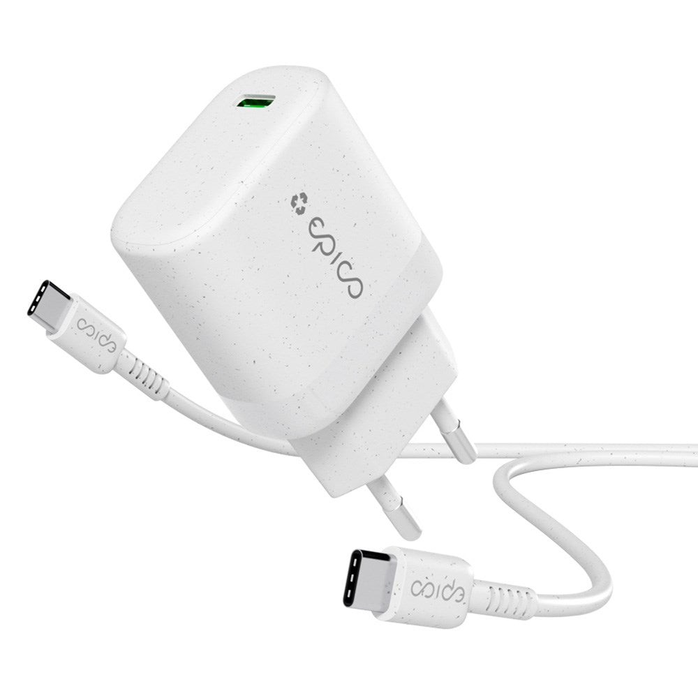 Epico Resolve USB-C Wall Charger PD 30W GaN with USB-C Cable - 1.2 Meter - White