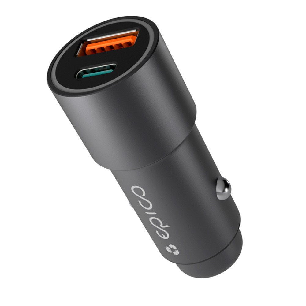 Epico Resolve Car Charger PD 38W w. USB-C & USB-A - Black