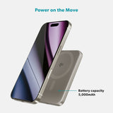 Epico 15W UltraPack EM51 Slim Alu Mag+ 5000 mAh Power Bank with USB-C - Qi2 / MagSafe Compatible - Titanium