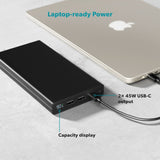 Epico 45W Power Bank 30,000 mAh with 2 x USB-A Plug 2 x USB-C Plug 1 x USB-C Cable - Black