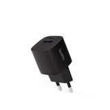 Spello 20W PD (Power Delivery) Wall Charger with 1 x USB-C 1 x USB-A- Black