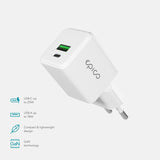 Epico UltraBoost GaN 20W Wall Charger - 1x USB-C / 1x USB-A - White