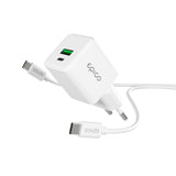 Epico UltraBoost GaN 20W Wall Charger with 1.2m USB-C to USB-C Cable - 1x USB-C / 1x USB-A - White