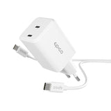 Epico UltraBoost GaN 45W Wall Charger with 1.2m USB-C to USB-C Cable - 2x USB-C - White