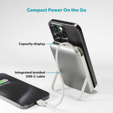 Epico UltraPack 15W Power Bank 10,000 mAh with Retractable USB-C Cable and Stand Function - MagSafe / Qi2 Compatible - Grey