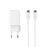 Epico UltraBoost GaN 35W Wall Charger with 1.2m USB-C to USB-C Cable - 2x USB-C - White