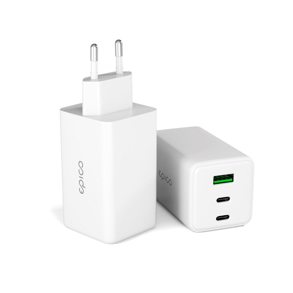 Epico UltraBoost GaN 100W Wall Charger with 2x USB-C & 1x USB-A - White