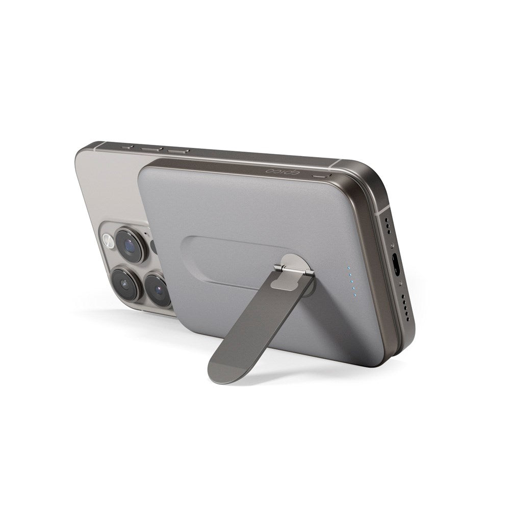 Epico UltraPack Qi2 Stand Alu Mag+ PowerBank 5000 mAh - MagSafe Compatible - Titanium