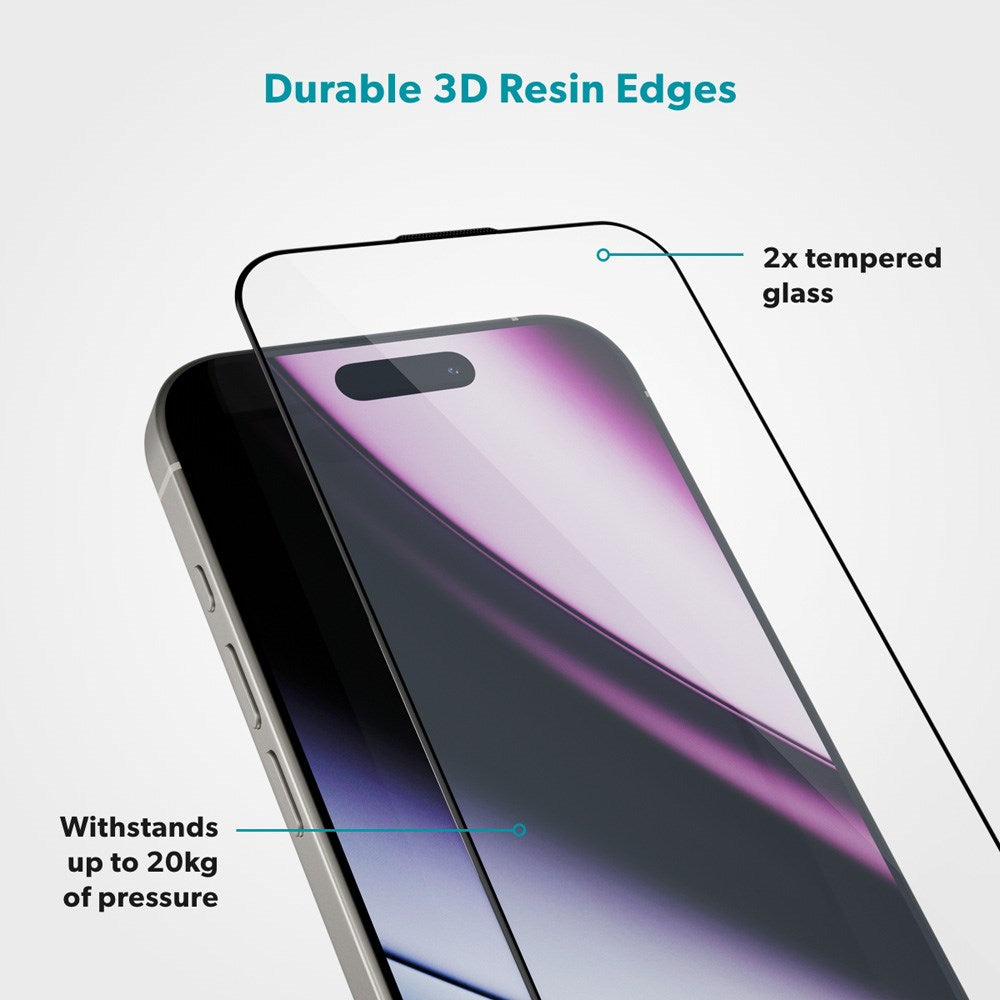 iPhone 16 Pro Max Epico Hero Glass 3D Screen Protector Glass with Installation Frame - Transparent