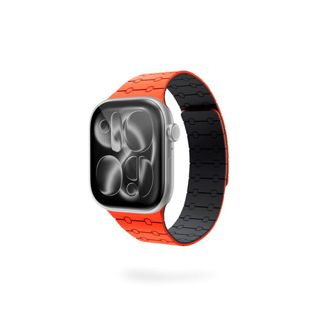 Apple Watch (38/40/SE/41/42) Epico Magnetic+ Silicone Watch Strap - Orange / Black