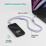 Epico Phone Strap with Built-in 60W USB-C to USB-C Cable - Purple