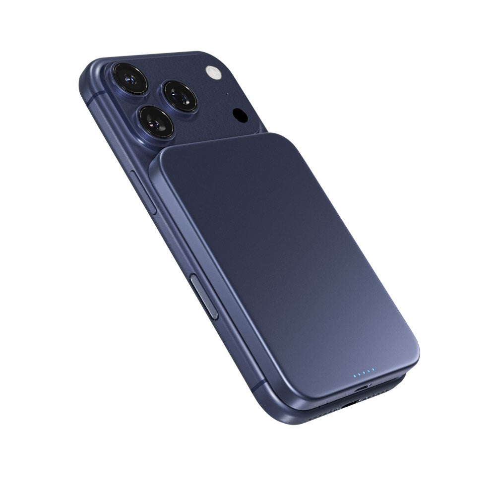 Epico 15W UltraPack EM51 Slim Alu Mag+ 5000 mAh Power Bank with USB-C - Qi2 / MagSafe Compatible - Blue