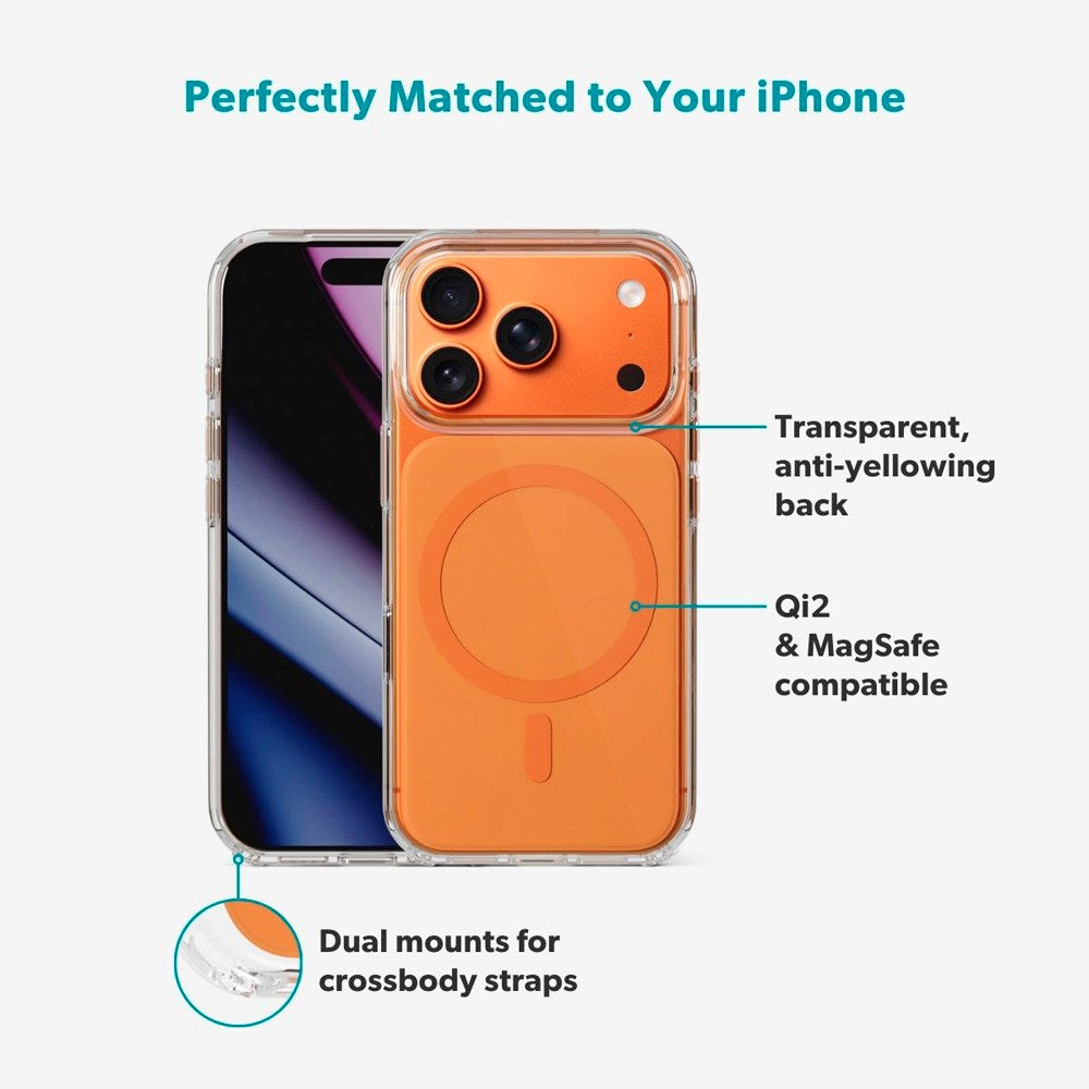 iPhone 17 Pro Epico Tile Mag+ Case - MagSafe Compatible - Transparent / Orange