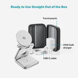 Epico UltraBase EF60 3-in-1 Fold Metal Mag+ Wireless Charger - 25W - Qi2 / MagSafe Compatible - Silver