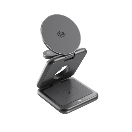 Epico UltraBase EF60 3-in-1 Fold Metal Mag+ Wireless Charger - 25W - Qi2 / MagSafe Compatible - Grey
