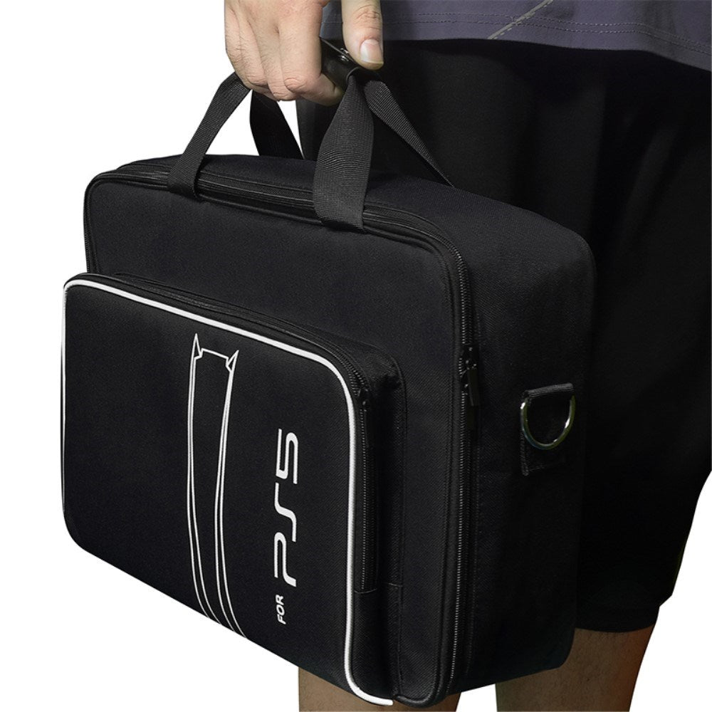 Bag for PS5 with Storage & Shoulder Strap - Black / White