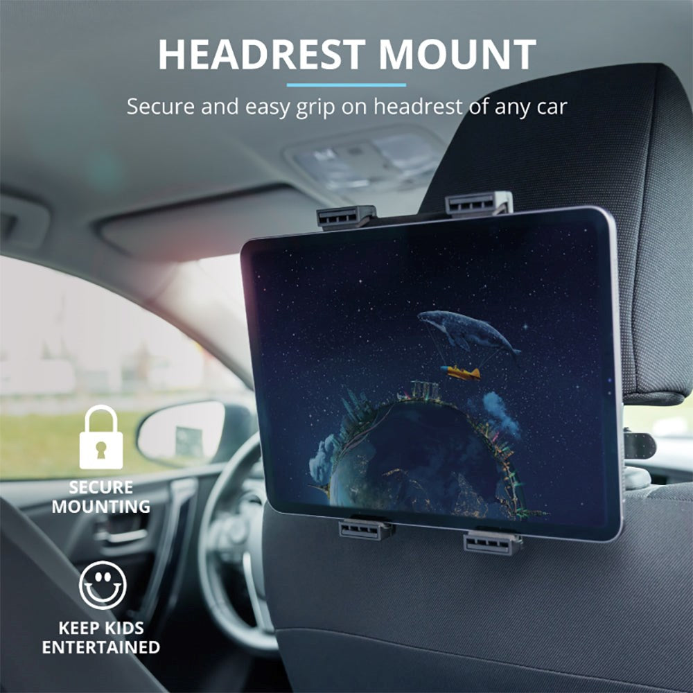 Trust Tablet Holder For Car Headrest (Max. Size 115-195mm) - Black