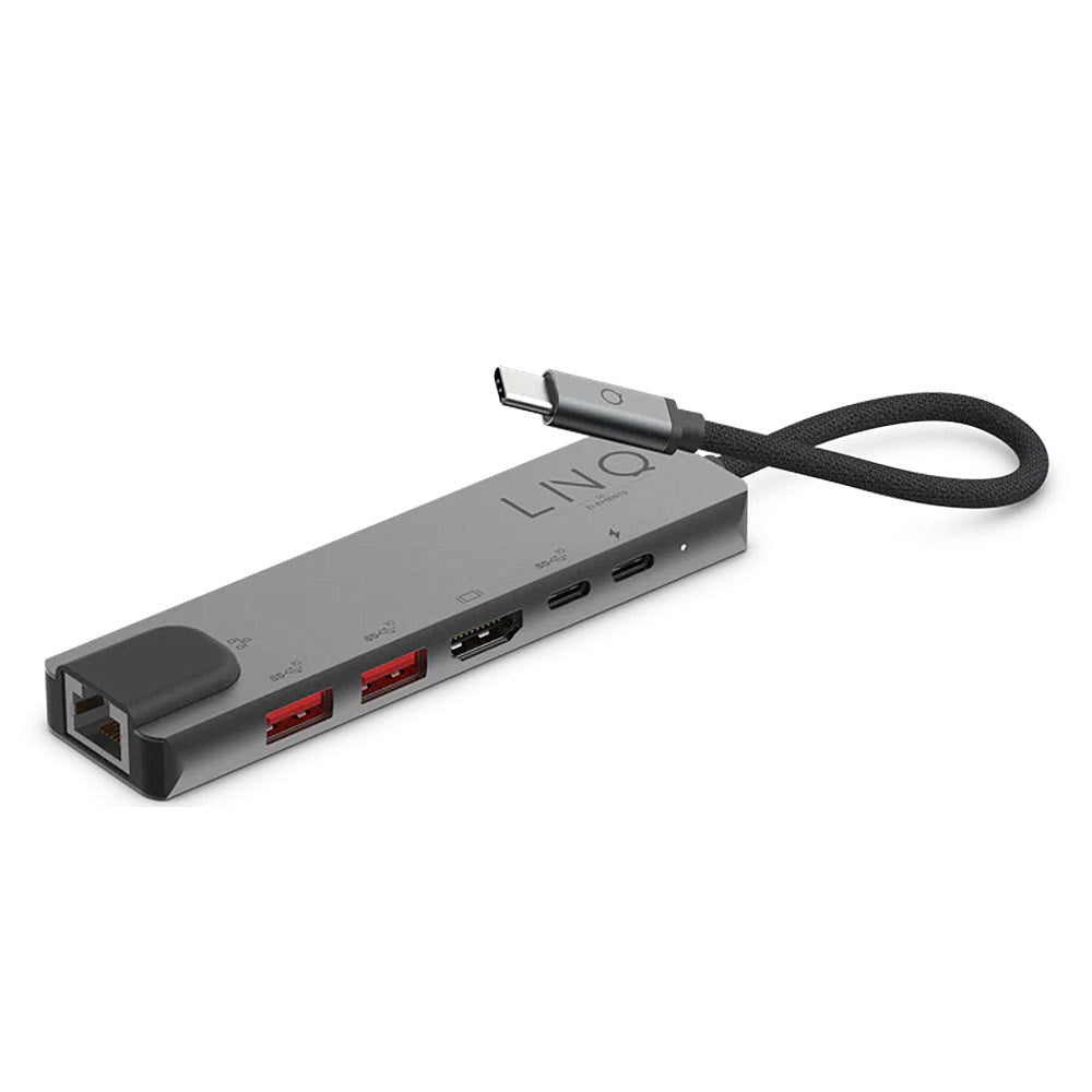 LINQ byELEMENTS 6-in-1 USB-C Pro Multiport Hub - 2 x USB-A / 2 x USB-C / HDMI / RJ45 Ethernet - Space Grey