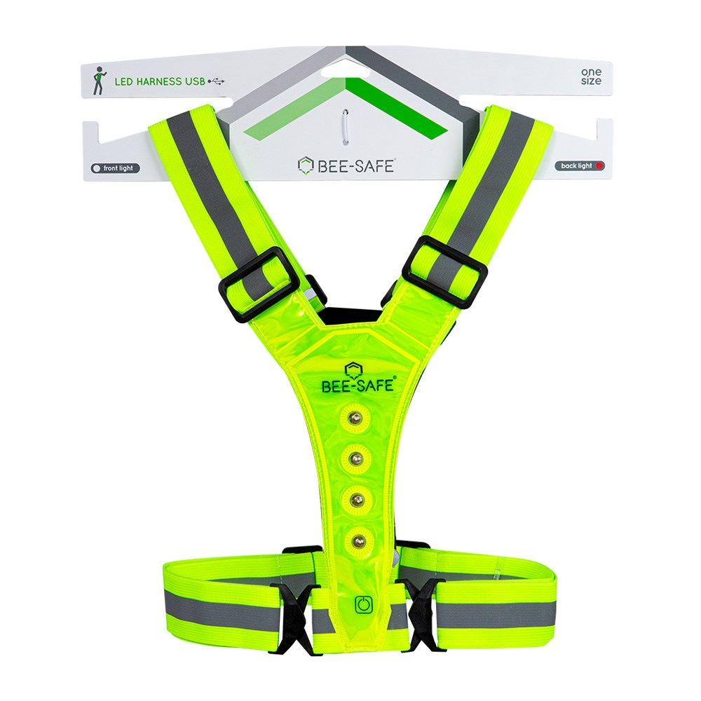 Bee-Safe Reflective Running Vest with Light & Phone Pocket - Yellow