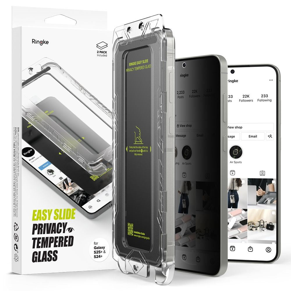 Ringke Samsung Galaxy S25+ (Plus) Easy Slide Tempered Glass Screen Protector – Privacy