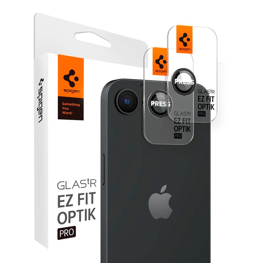 iPhone 16e Spigen EZ Fit. tR Optik Pro Camera Lens Protection - 2 Pcs - Transparent / Black