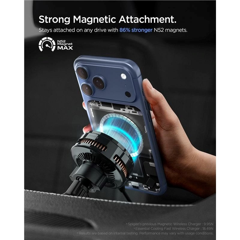 Spigen Essential Car Phone Holder with Wireless Charging - Air Vent - Black