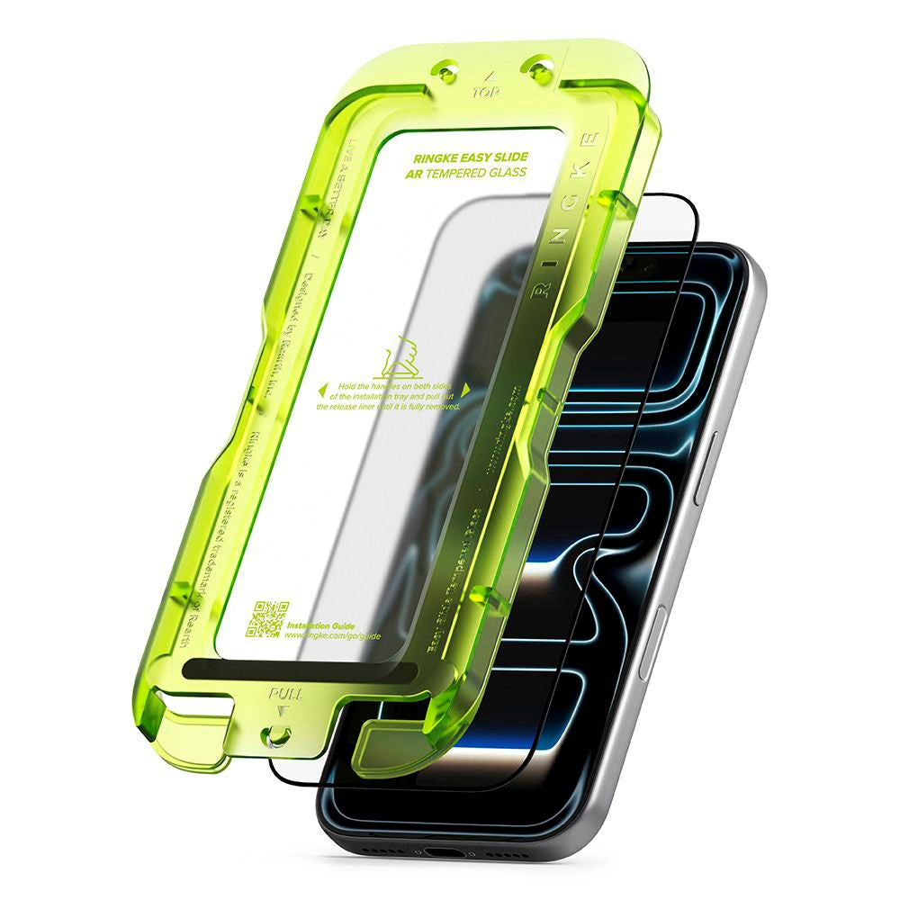 iPhone 17 Pro Ringke Easy Slide Anti-Reflective Tempered Screen Protector Glass with Installation Frame – Transparent