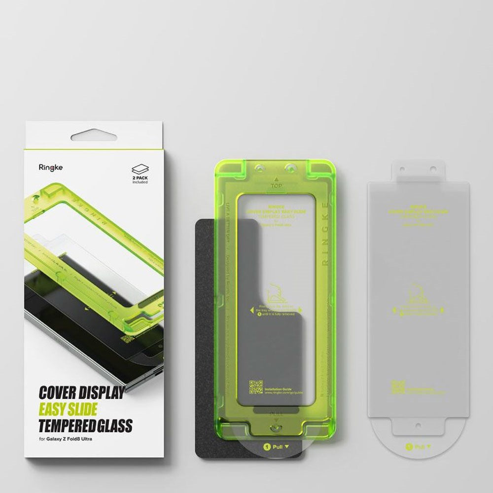 Samsung Galaxy Z Fold8 Ultra Ringke Cover Display Easy Slide Protective Glass with Installation Frame - 2 pcs - Transparent